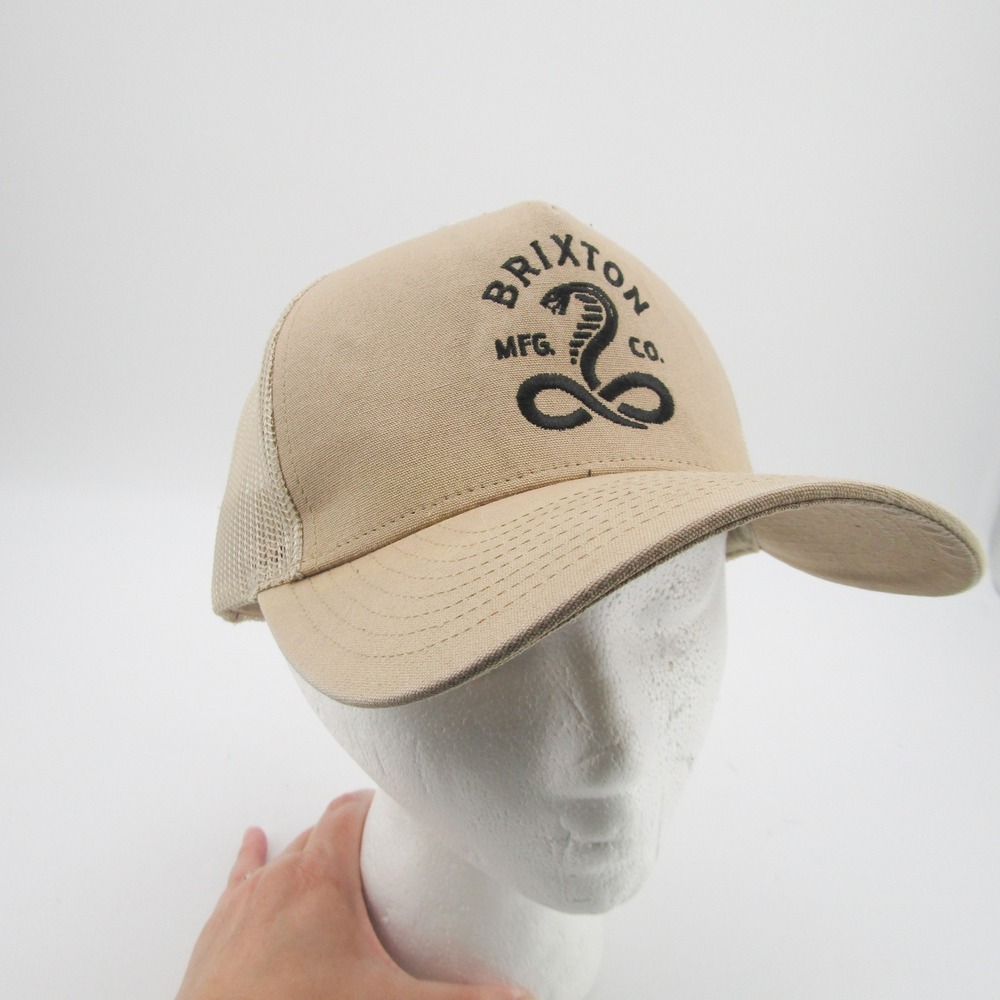Brixton Mens Cobra Snake Trucker Hat Tan Beige Mesh Snapback Cap MFG CO Netplus